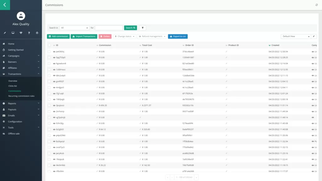 Illustration showing commissions overview in Post Affiliate Pro.