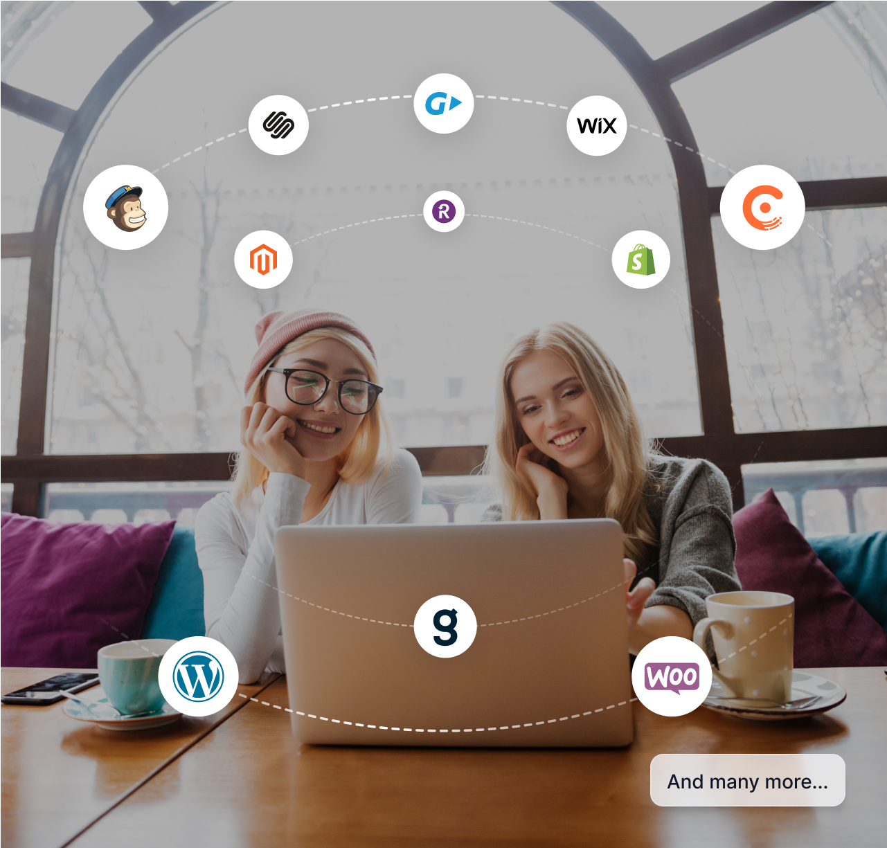 A graphic showing few CMS & Payment Gateways integrations with Post Affiliate Pro.