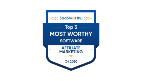 Post Affiliate Pro awards: Top 3 most worthy affiliate marketing software 2020 by SaaSworthy