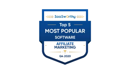Post Affiliate Pro awards: Top 5 most popular affiliate marketing software 2020 by SaaSworthy