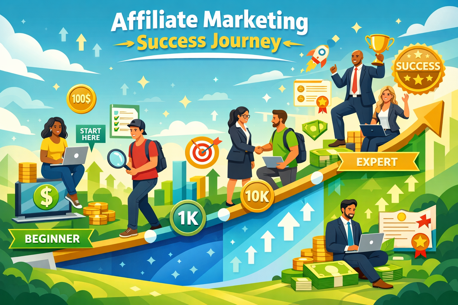 Success visualization showing growth trajectory in affiliate marketing
