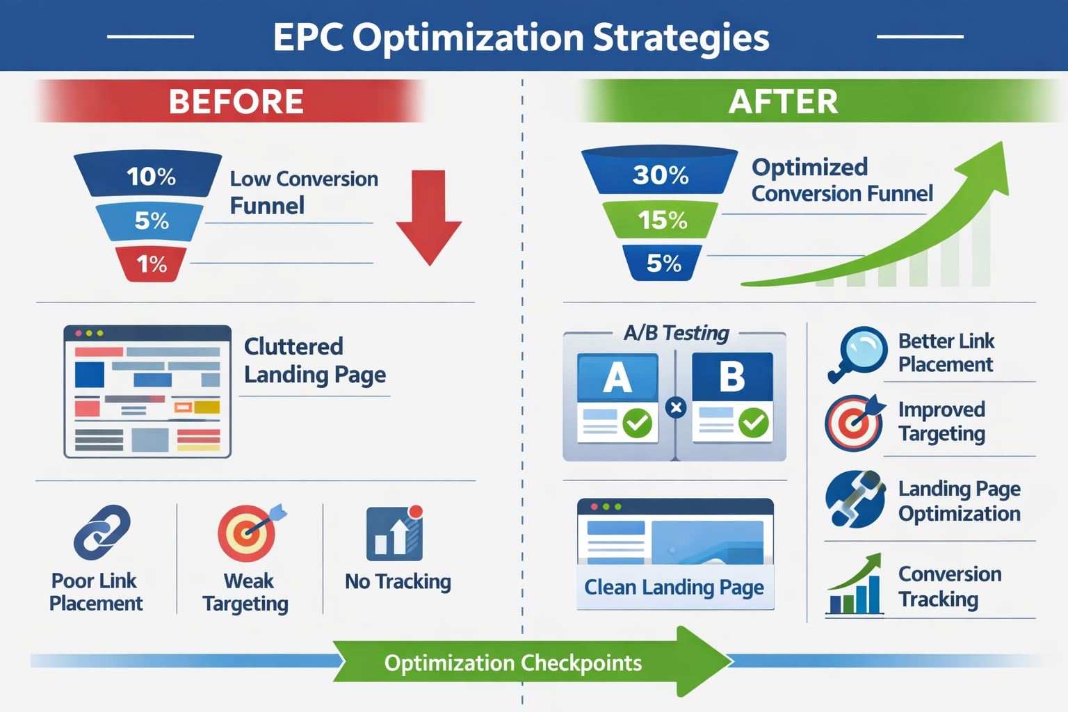 EPC optimization strategies showing before and after comparison