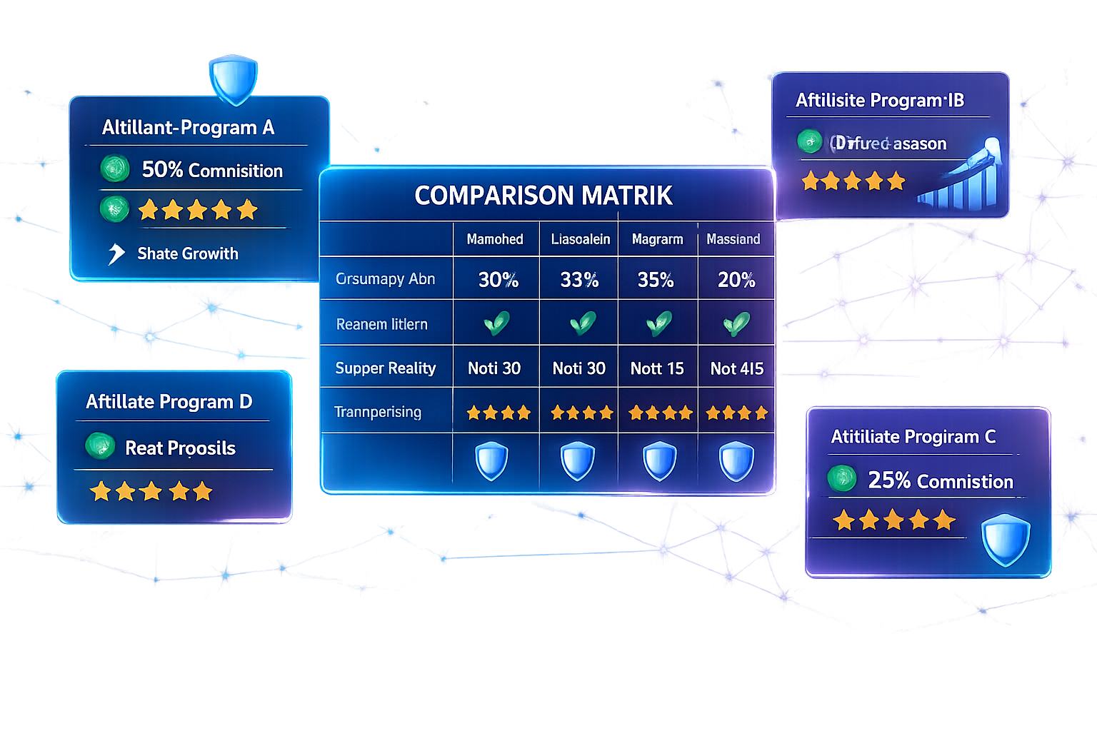 Affiliate program evaluation and comparison dashboard