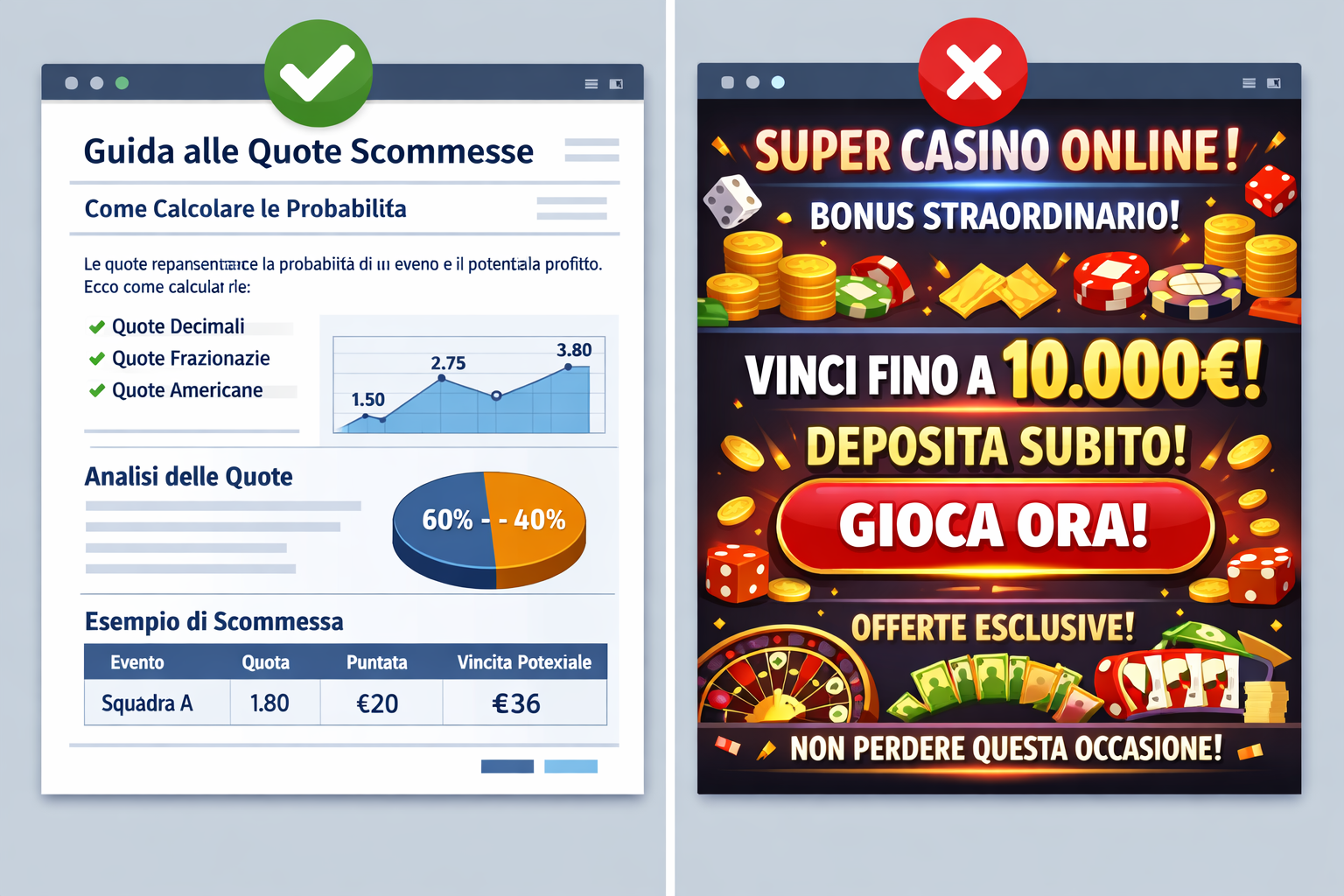 Compliant vs non-compliant affiliate content examples