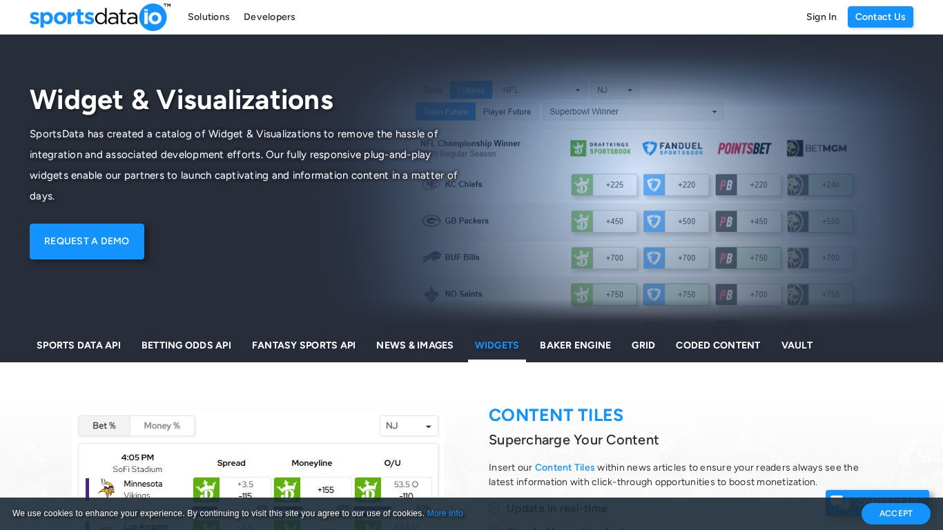 SportsDataIO widgets platform