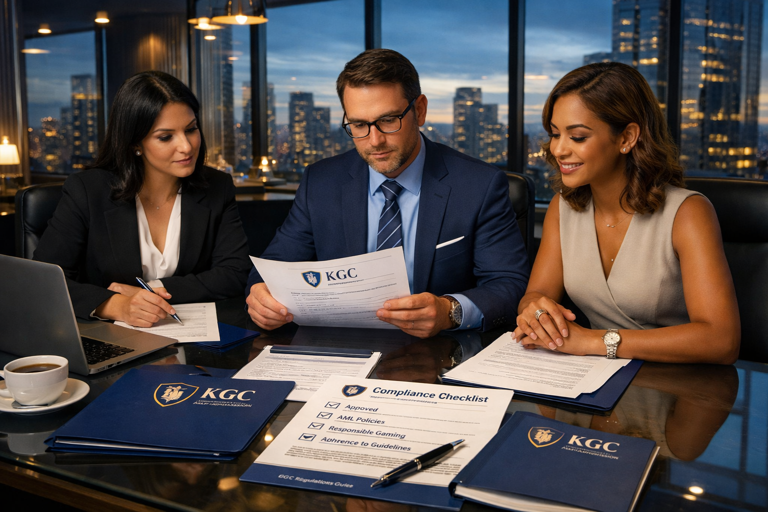 Compliance team reviewing KGC regulatory documents