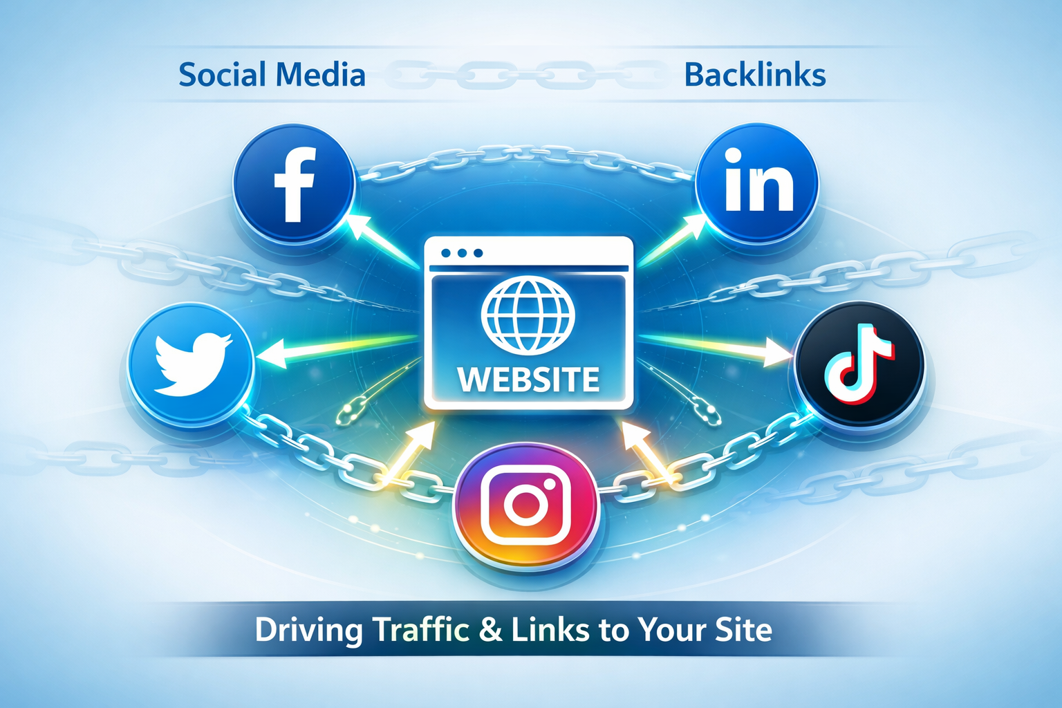 Social media platforms generating backlinks to website visualization
