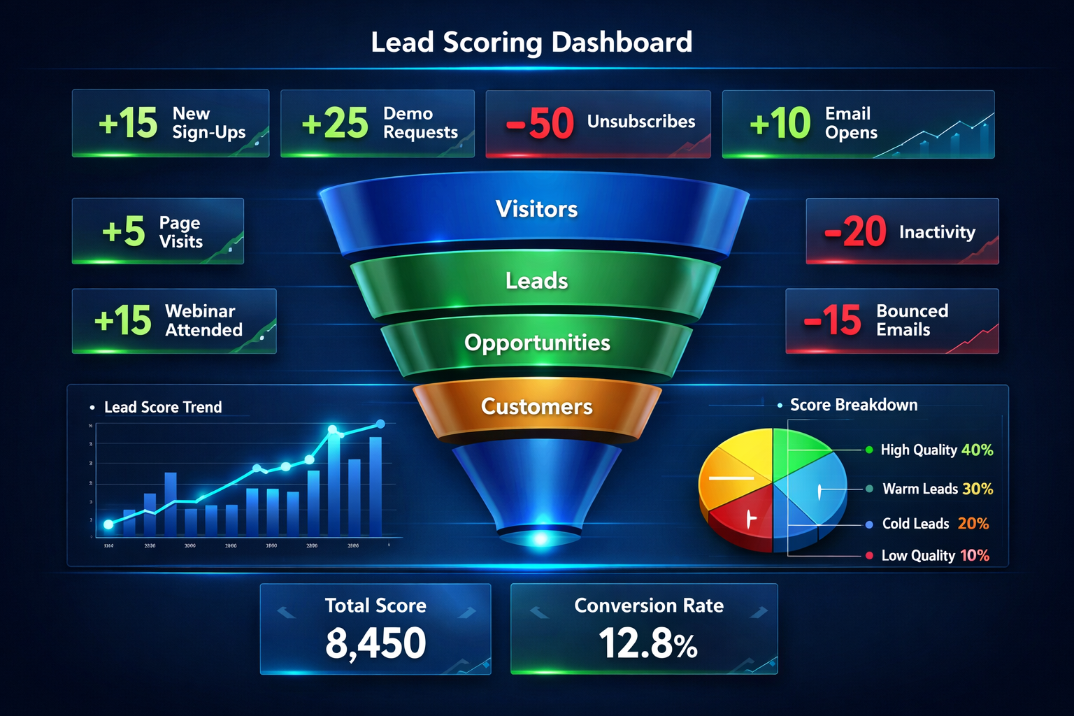 Lead scoring dashboard with analytics and performance metrics