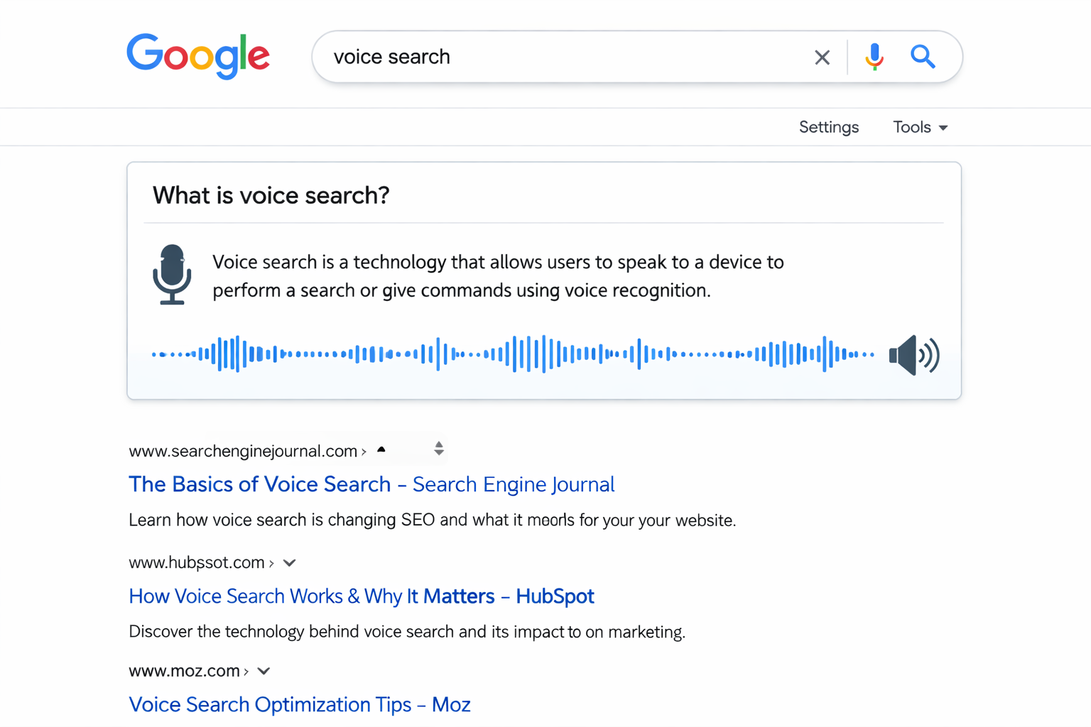 Featured snippet example in Google search results