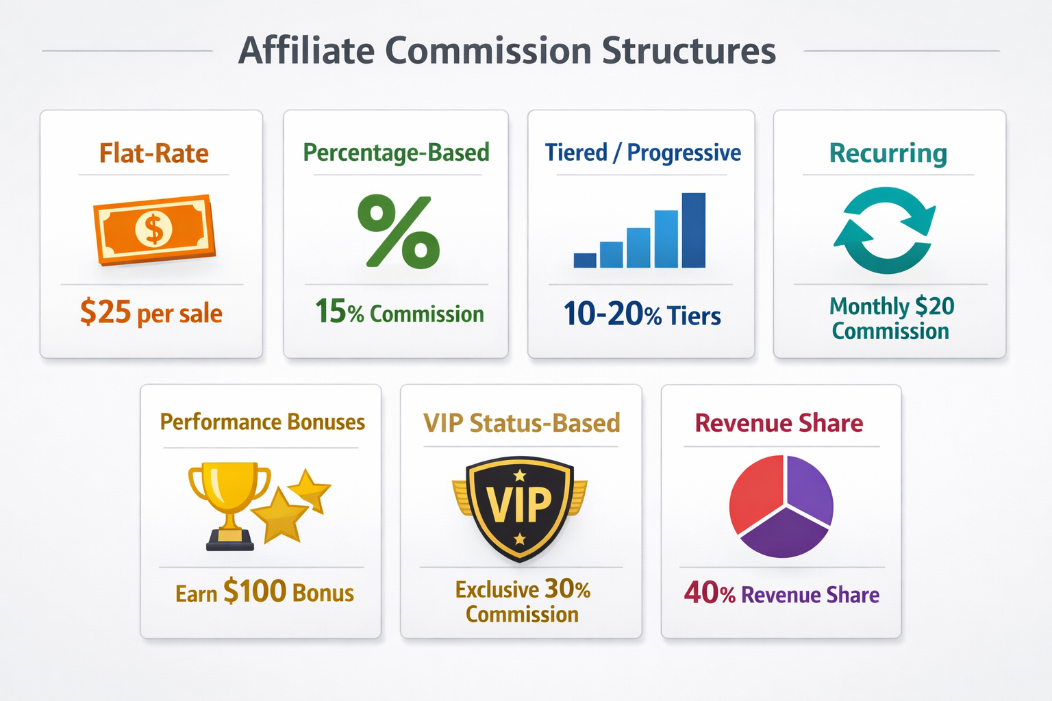 Different affiliate commission structure types