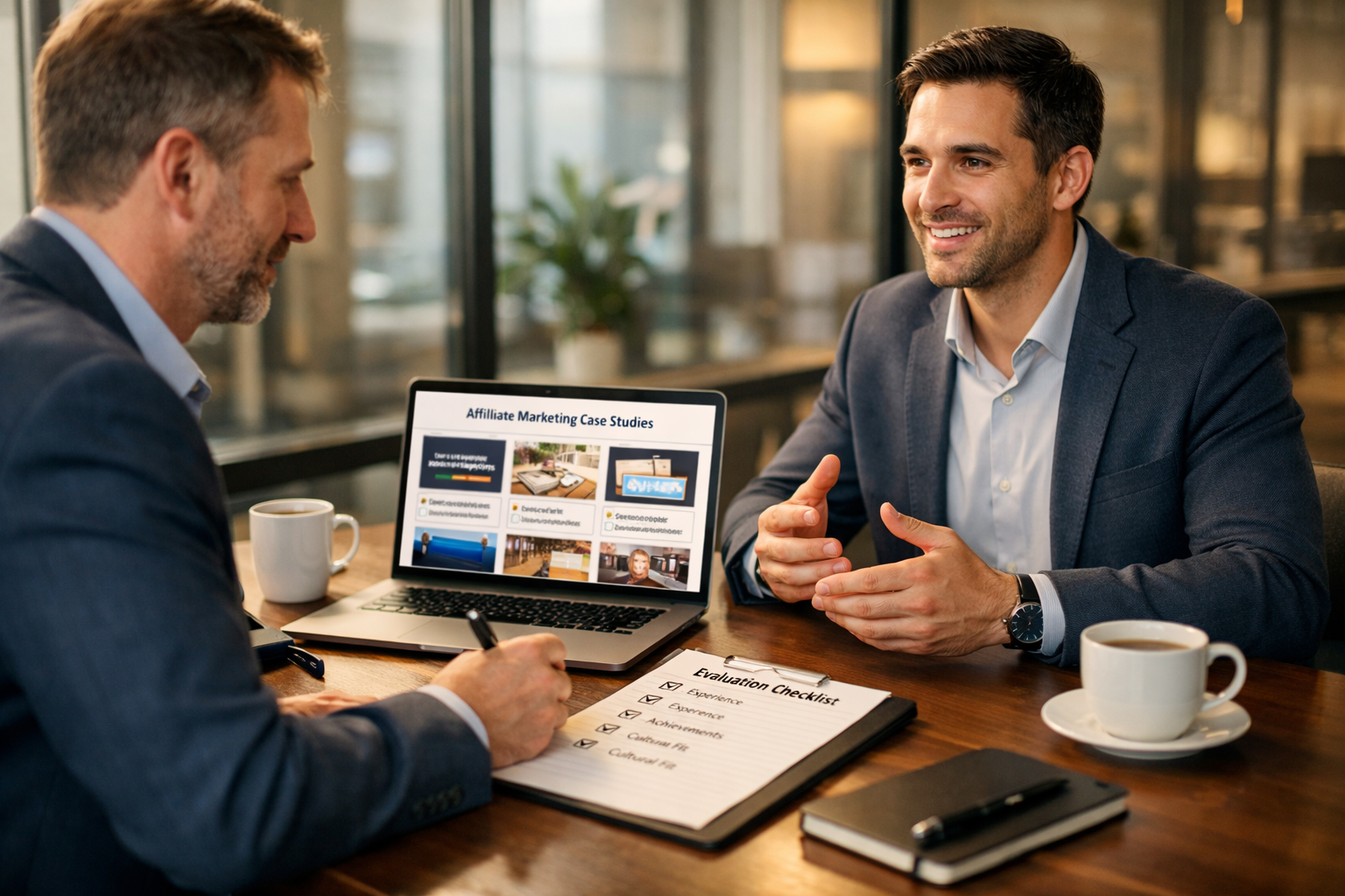 Professional business interview with affiliate marketing freelancer candidate