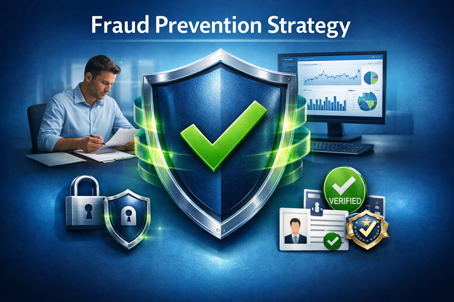 Security shield with fraud prevention strategy elements