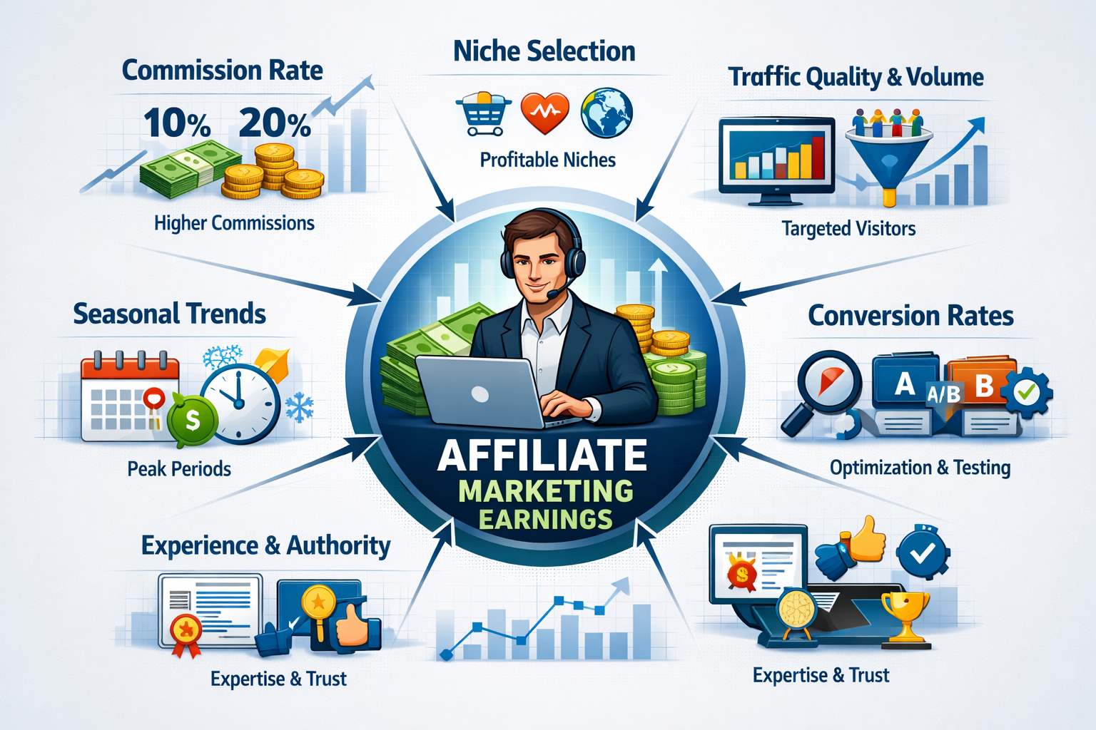 Factors impacting affiliate marketing earnings visualization