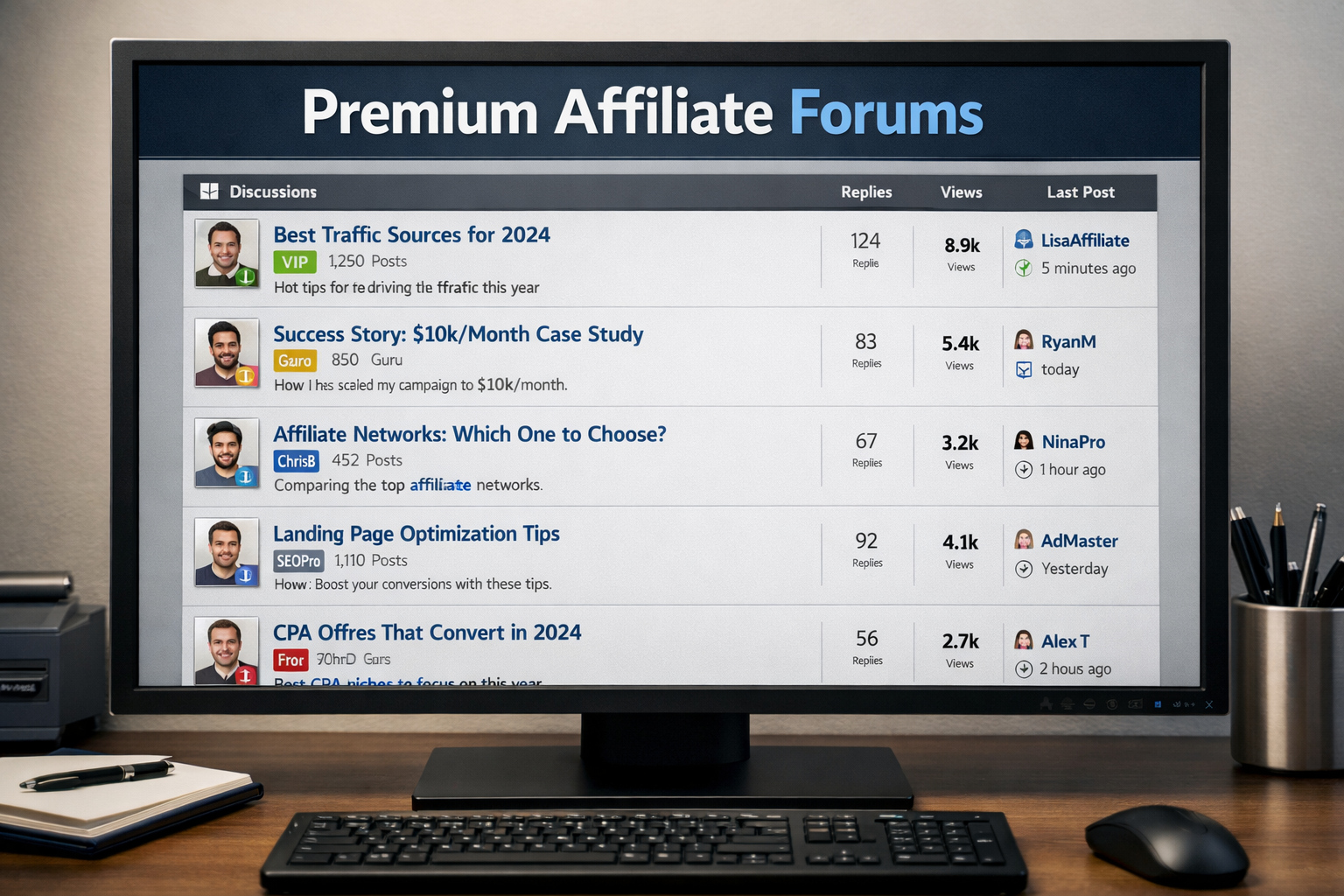 Premium affiliate marketing forums interface