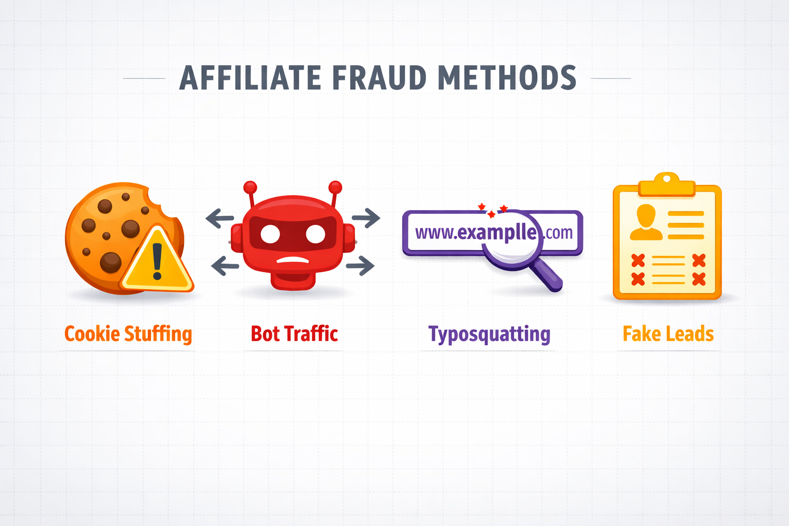 Infographic showing different types of affiliate fraud methods