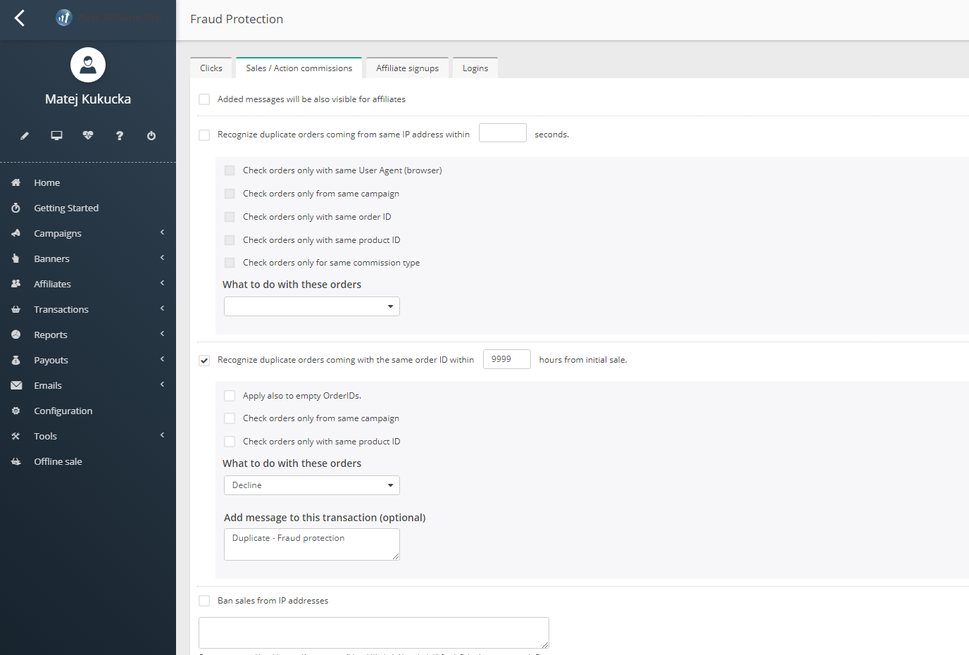 Post Affiliate Pro commissions overview