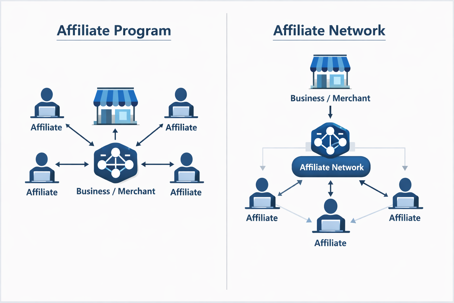 Affiliate Program vs Affiliate Network Structure Comparison