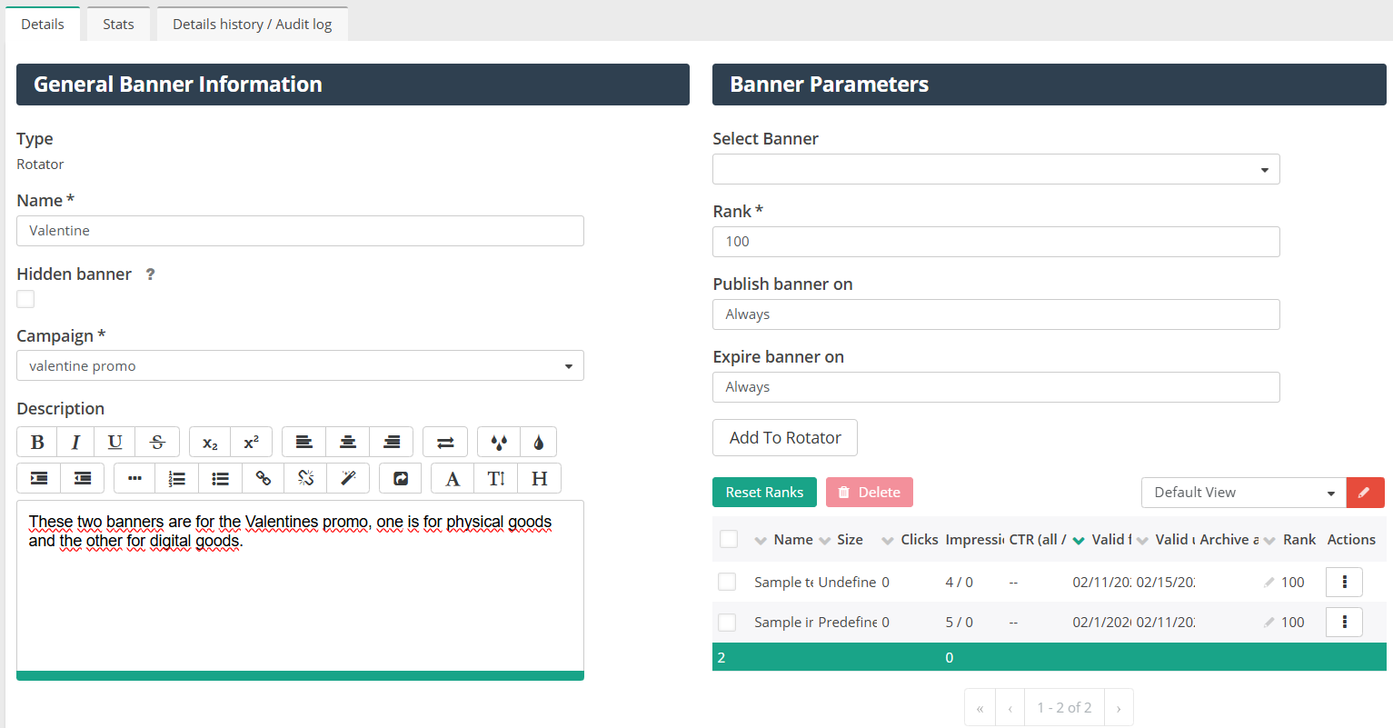 Setting up banner rotator for a promo campaign