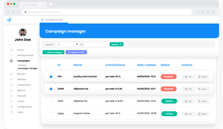 Illustration of Post Affiliate Pro user account