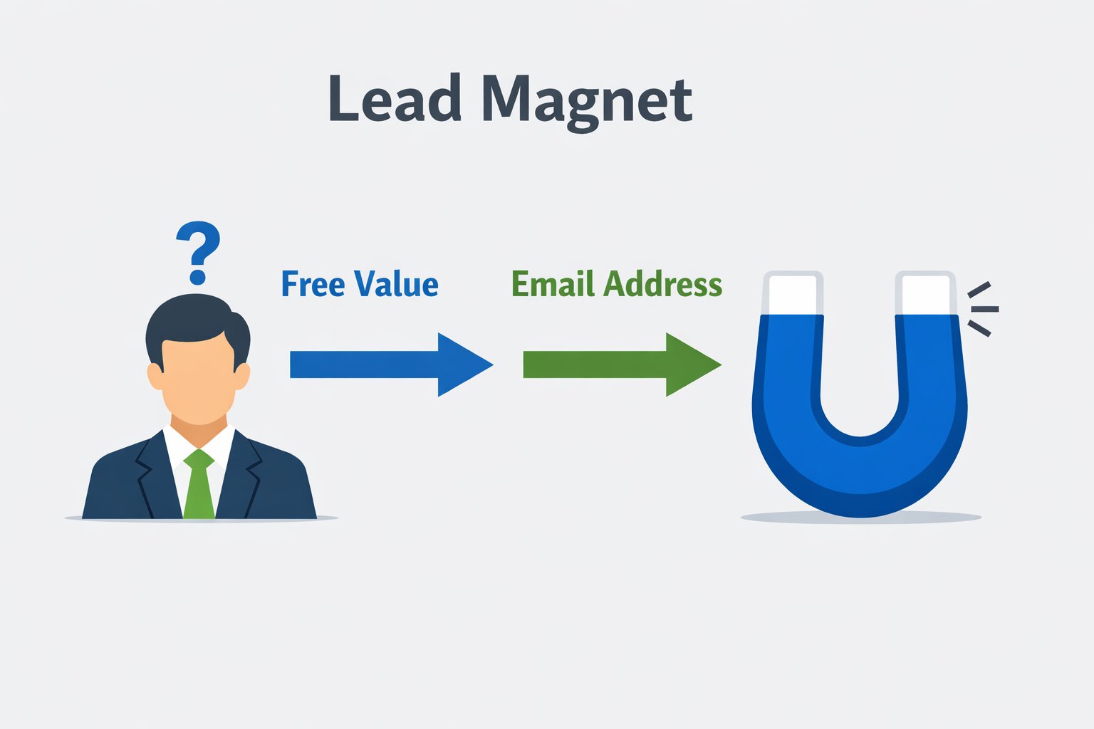 Lead magnet exchange concept showing free value for contact information