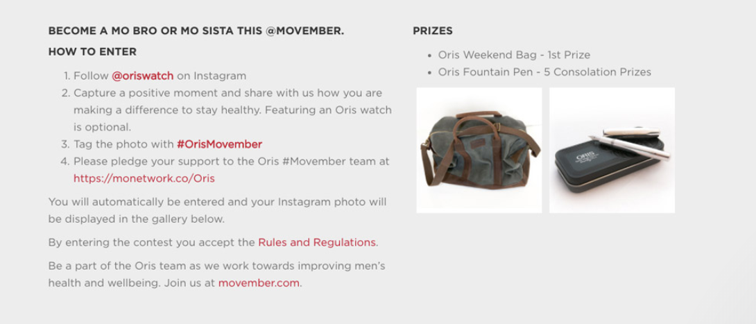 Oris Instagram contest rules
