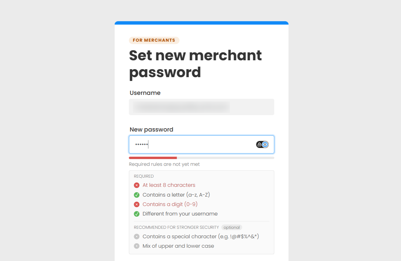 Post Affiliate Pro live password policy checklist on the set-password screen