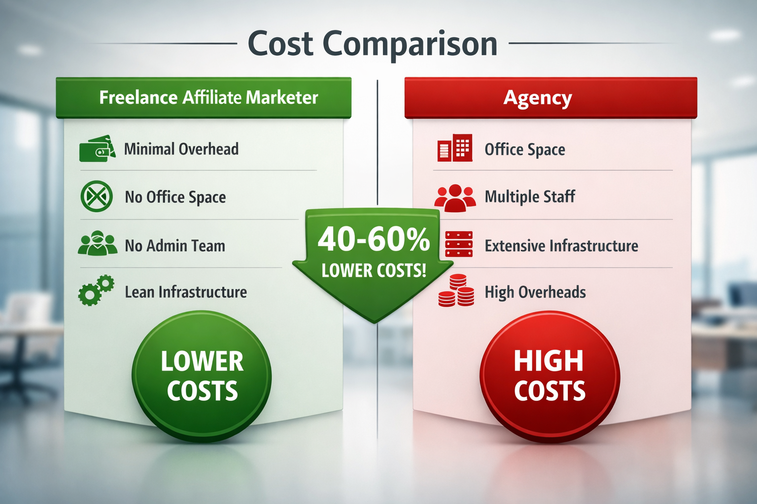 Cost comparison between freelance affiliate marketer and agency