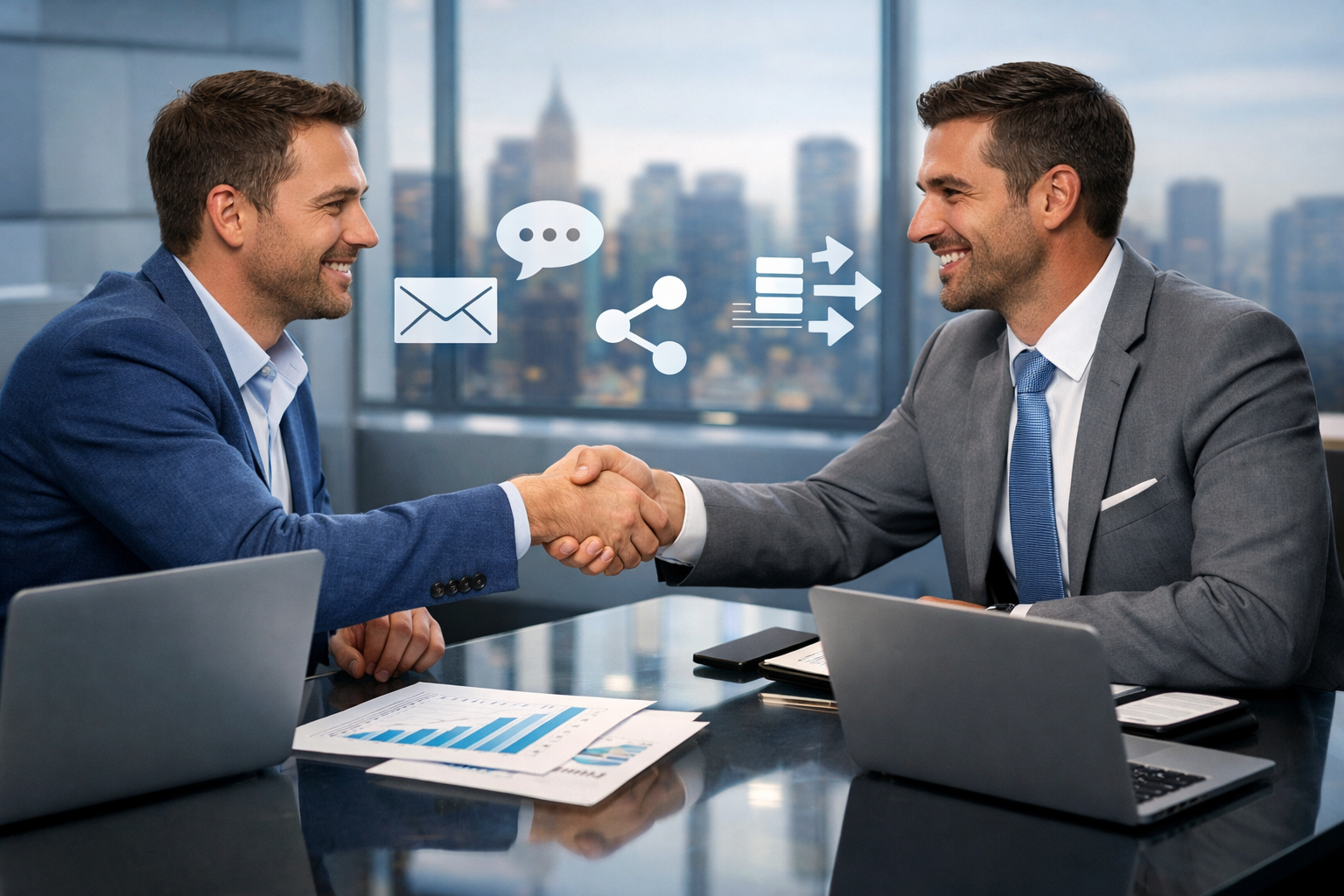 Professional business communication between brand manager and affiliate partners