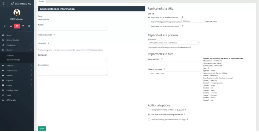 Create replicated site banner