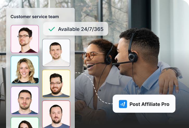 Customer support team available 24/7 for Post Affiliate Pro users
