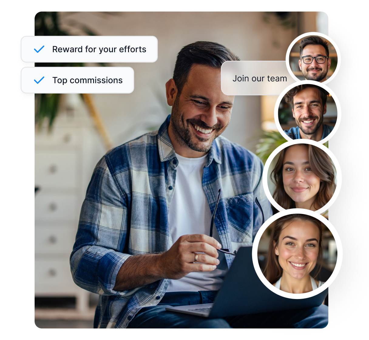 An infographic showcasing the areas Post Affiliate Pro can help you with, such as identifying the audience, creating commission structures, and more.