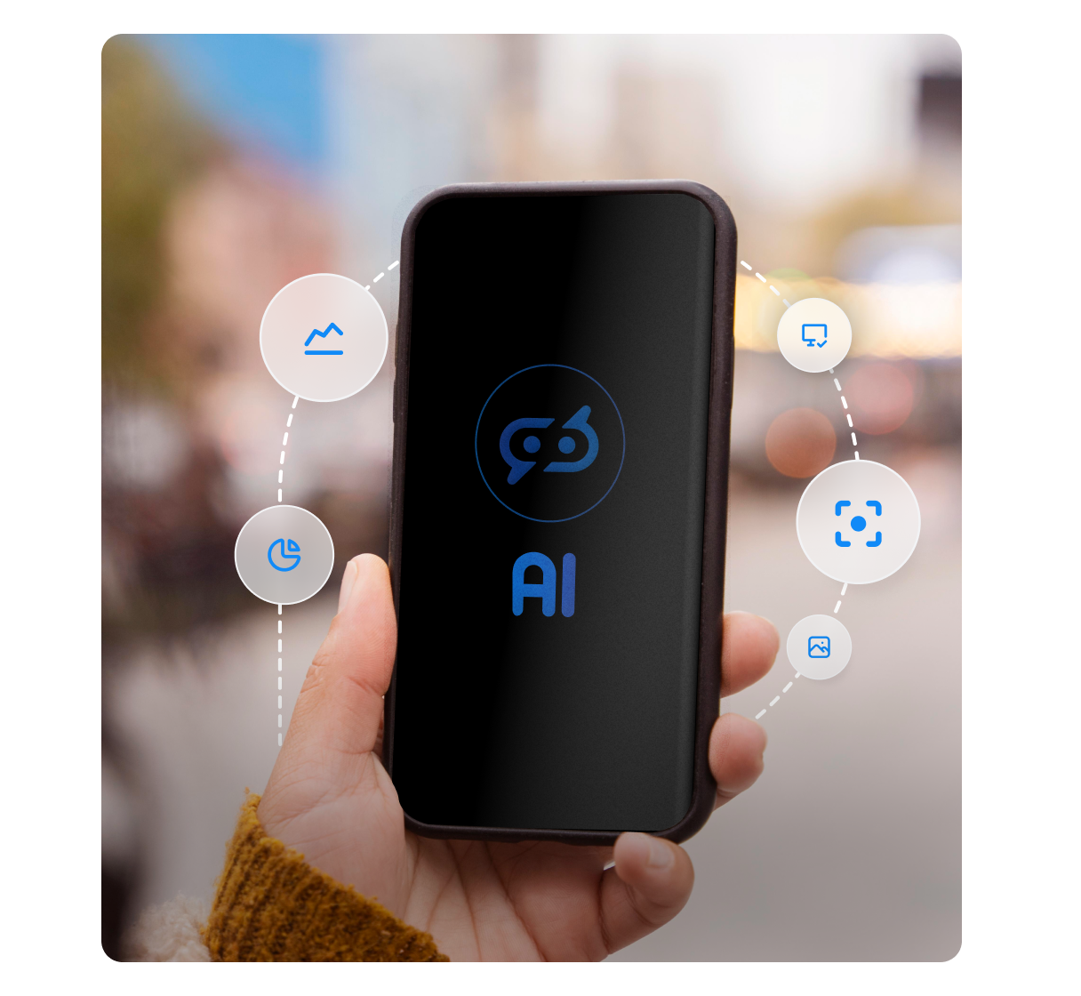 Smartphone dashboard showing AI-driven affiliate analytics and scoring