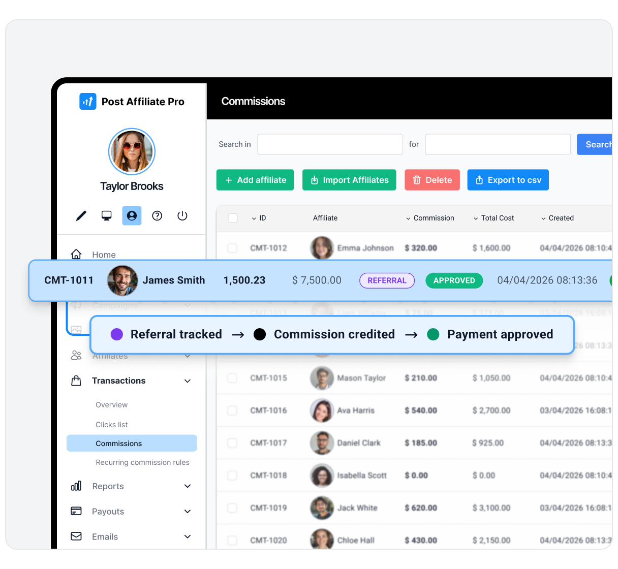 Affiliate tracking app showing clicks, conversions, and accurate commission attribution.