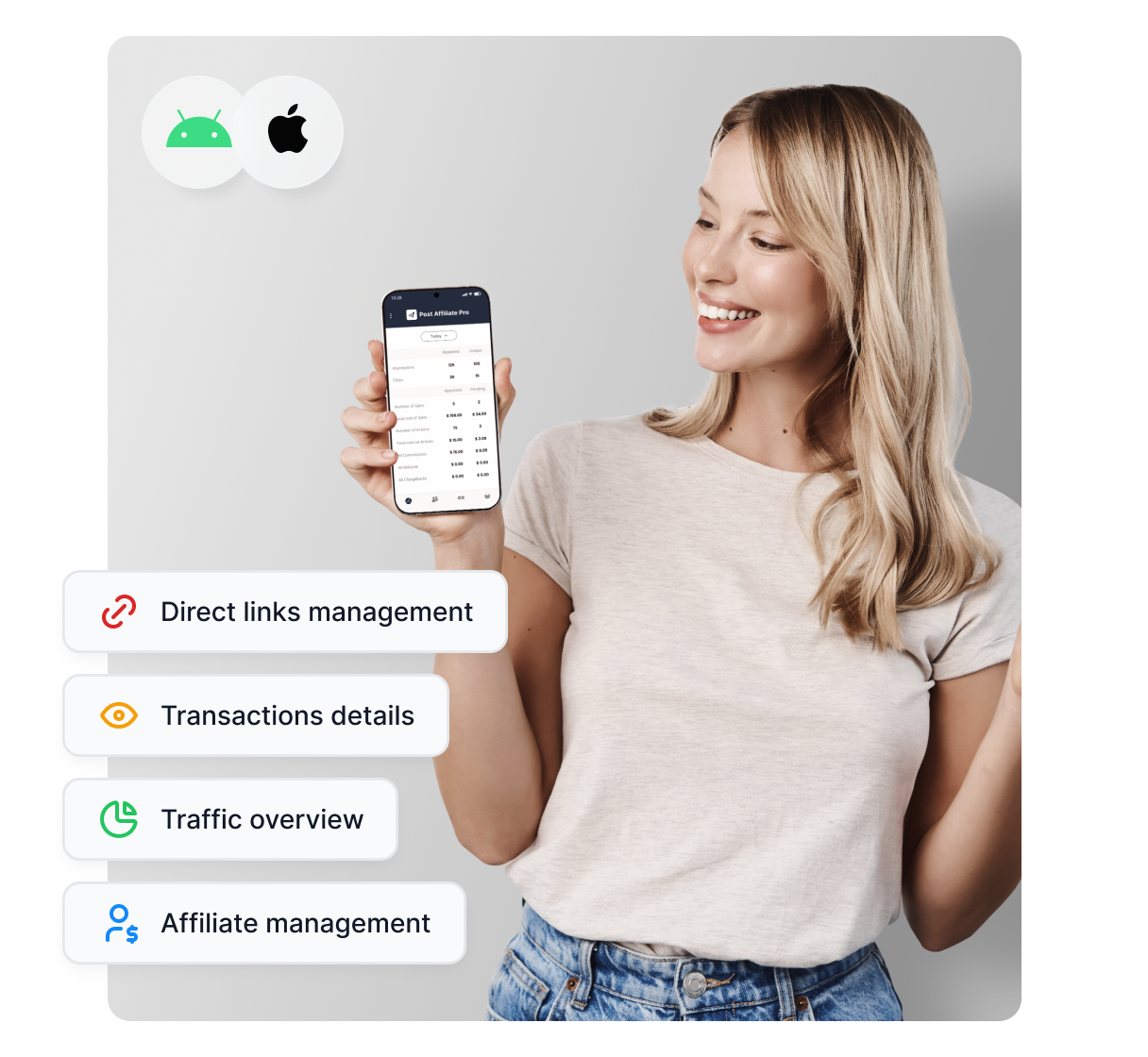 Manage your affiliates on the go with the free Post Affiliate Pro mobile app.