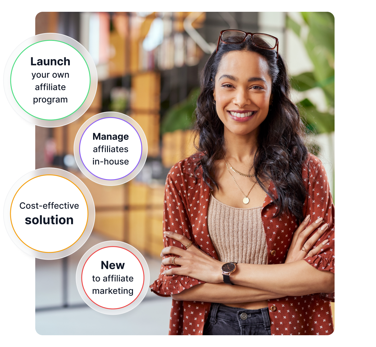 Shown affiliate program setup with tracking, partner management, and revenue tools.