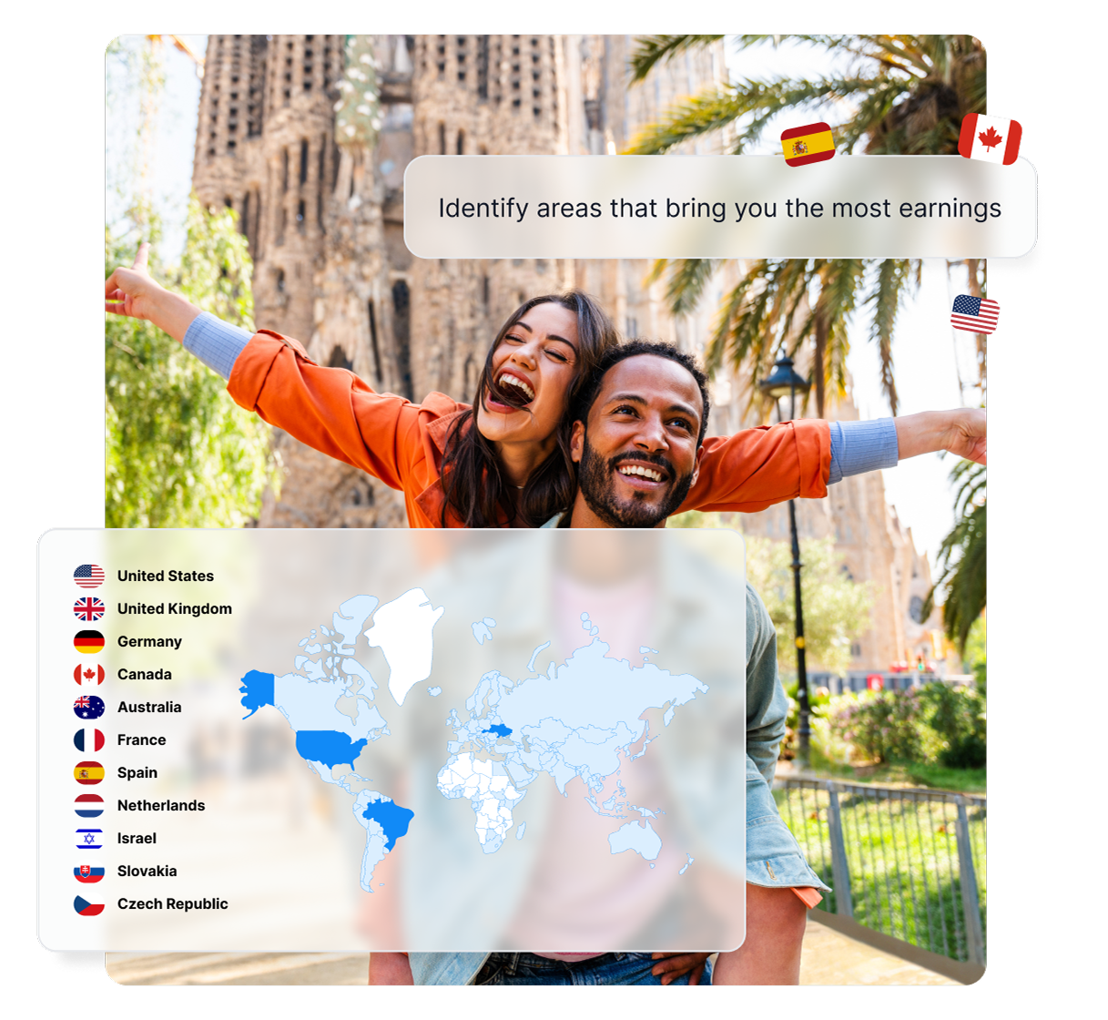 Map overlay feature in Post Affiliate Pro showing geographic distribution of affiliate program success.