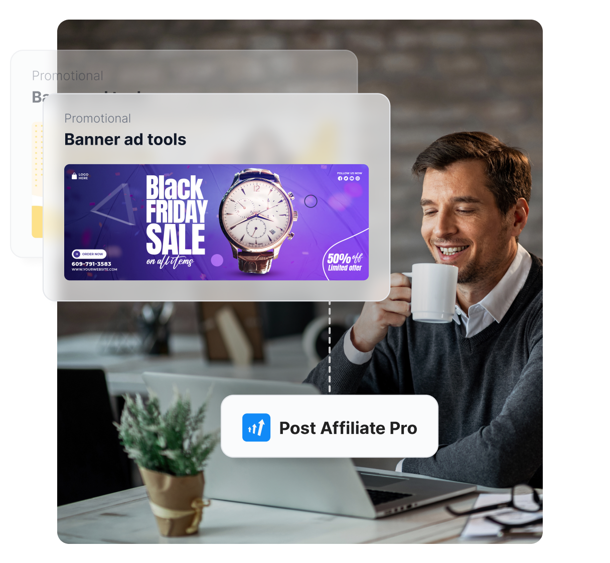 Did you know that coupons increase sales by 37%? Post Affiliate Pro allows you to create various promotional materials, including banner ads and coupons.