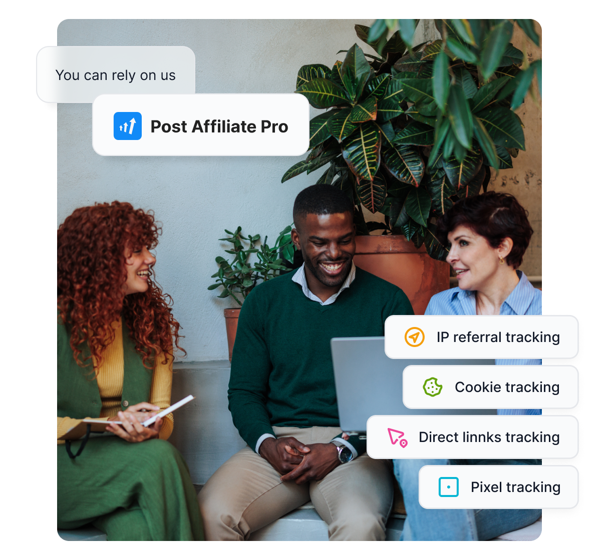 A screenshot of the Post Affiliate Pro dashboard with general overview and metrics.