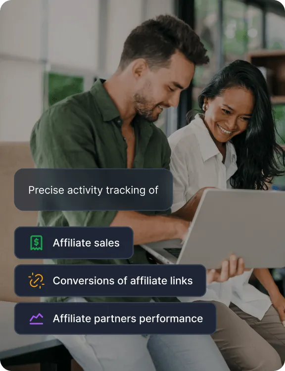 A dashboard tracking affiliate sales, conversions of affiliate links, and affiliate partners' performance.