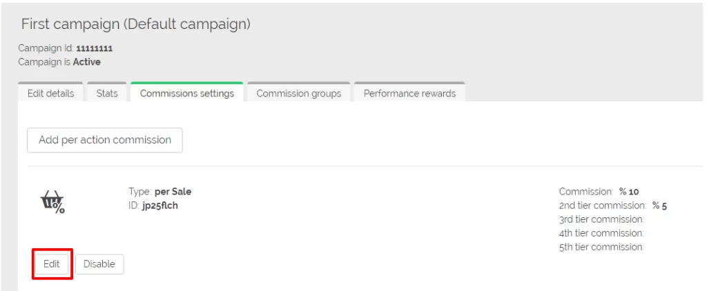 Screenshot showing the commission setup interface in Post Affiliate Pro.