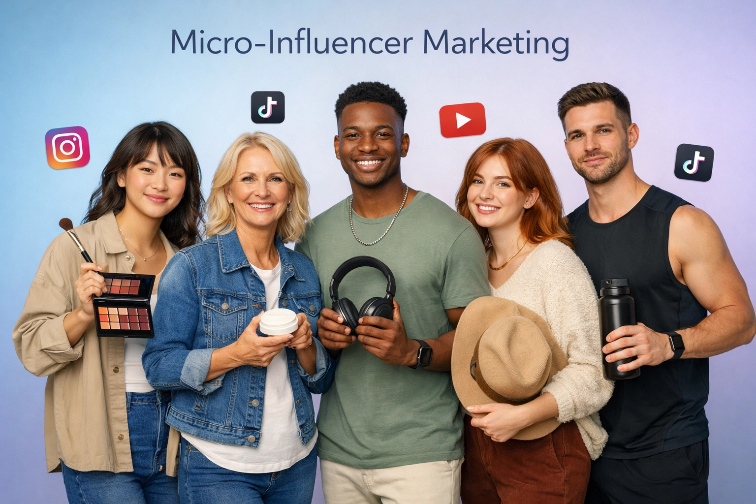 Diverse micro-influencers showcasing different products