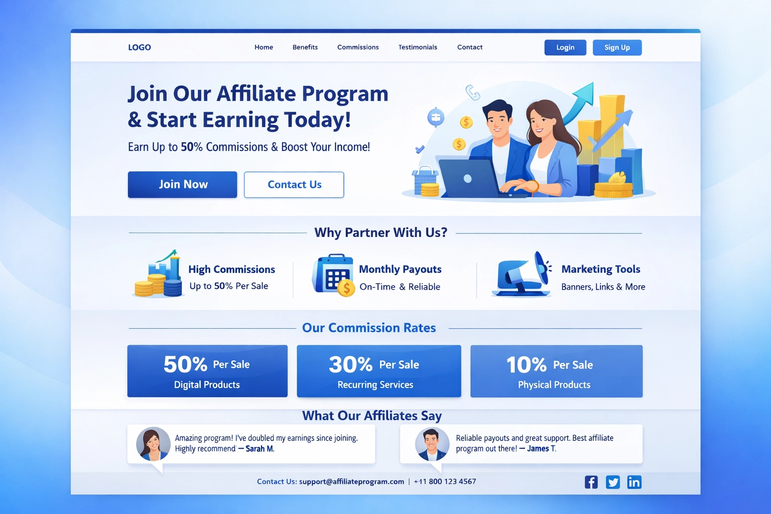 Professional affiliate program landing page