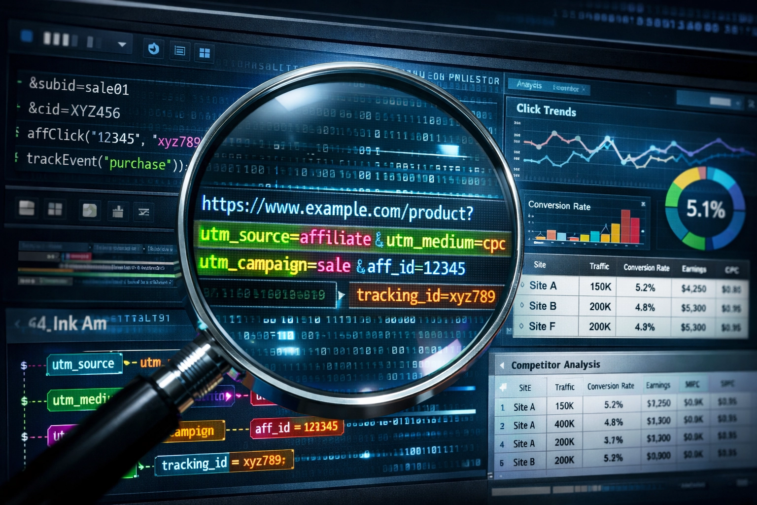 Affiliate link analysis and tracking code investigation