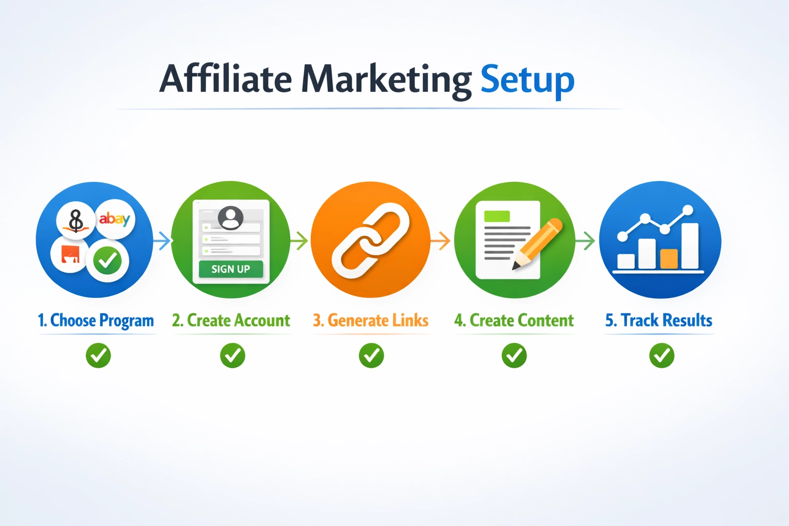 5-step affiliate marketing setup process infographic