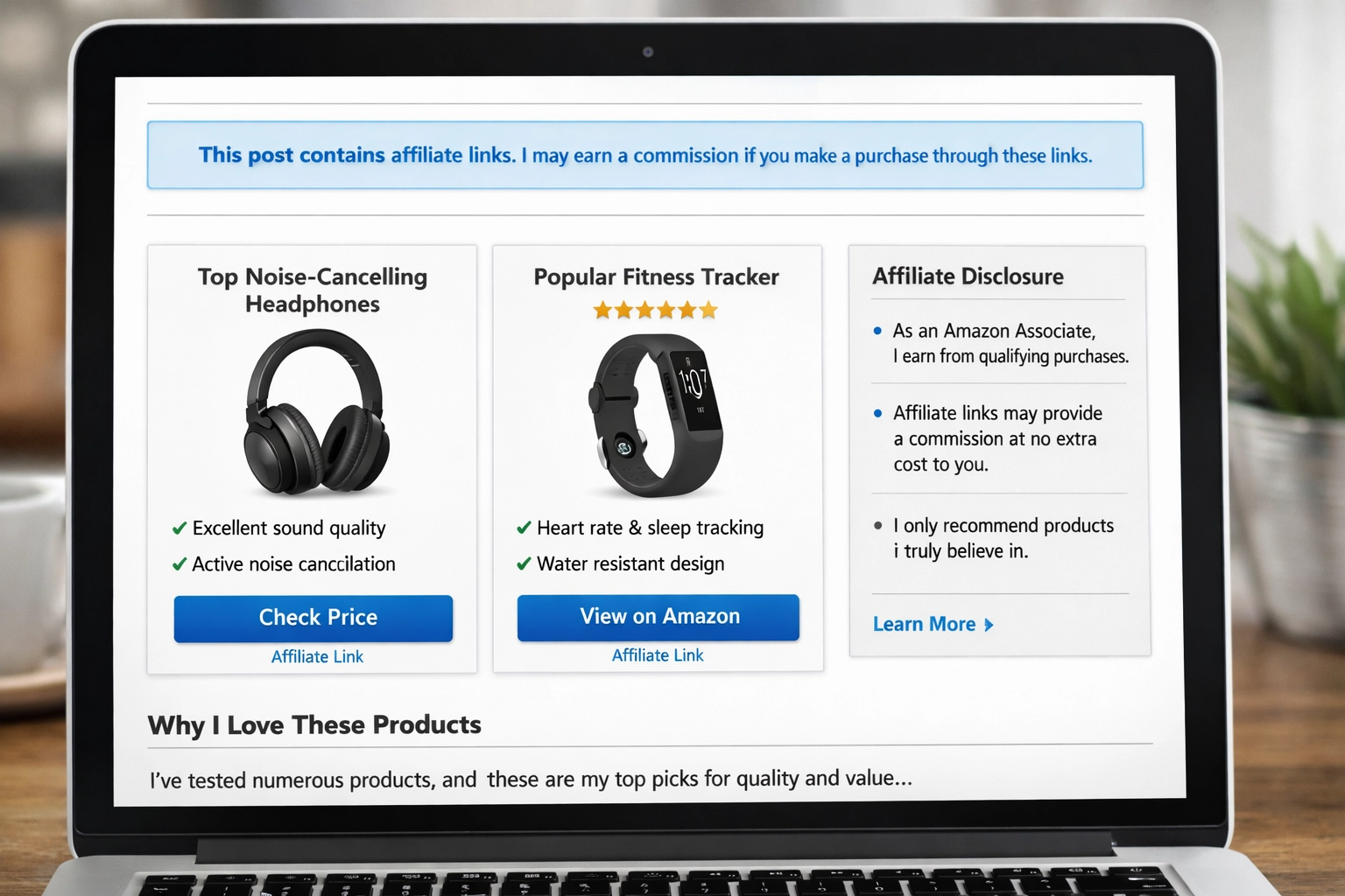 Blog post with affiliate disclaimer example