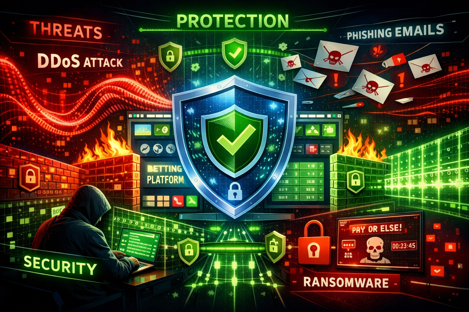 Cybersecurity threats attacking betting platform with protective security measures