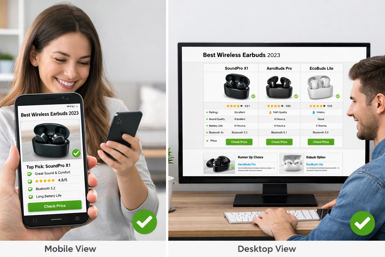 Mobile vs Desktop user experience comparison for affiliate websites