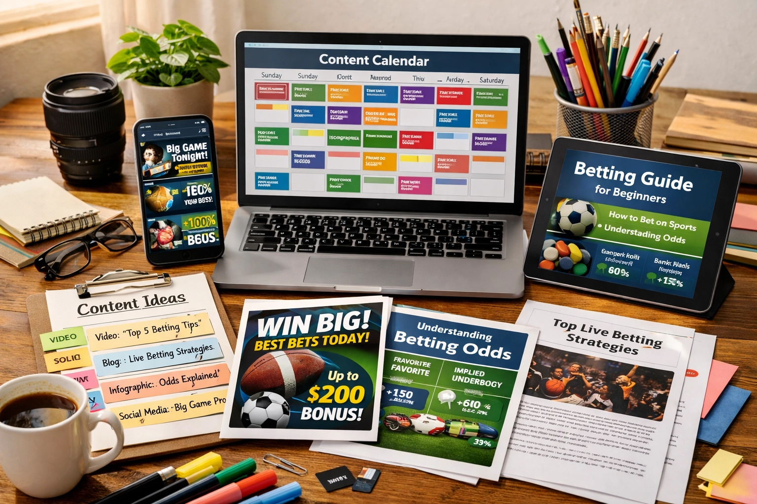 Betting affiliate content creation workspace