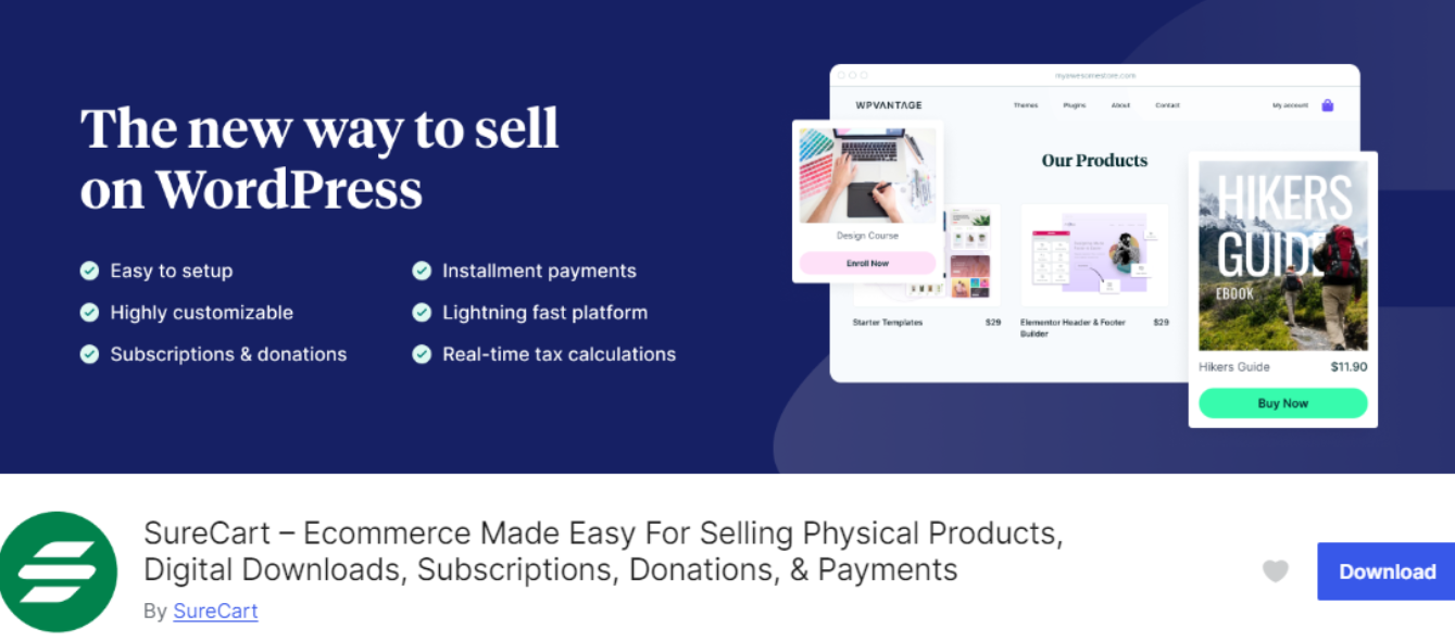 SureCart homepage