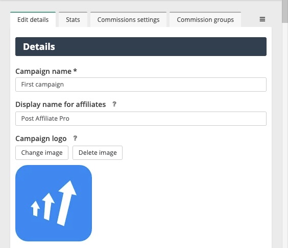 Post Affiliate Pro campaign Display name for affiliates field